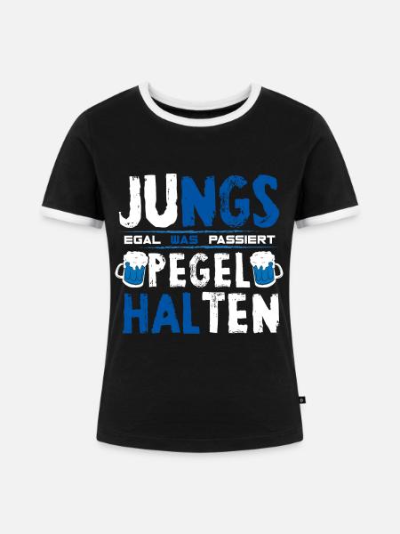 Jungs Pegel halten - Frauen Kontrast-T-Shirt - Schwarz/Weiß