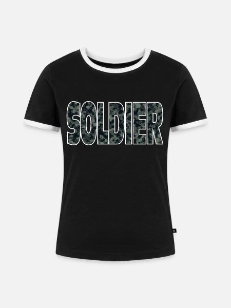 Soldat - Frauen Kontrast-T-Shirt - Schwarz/Weiß
