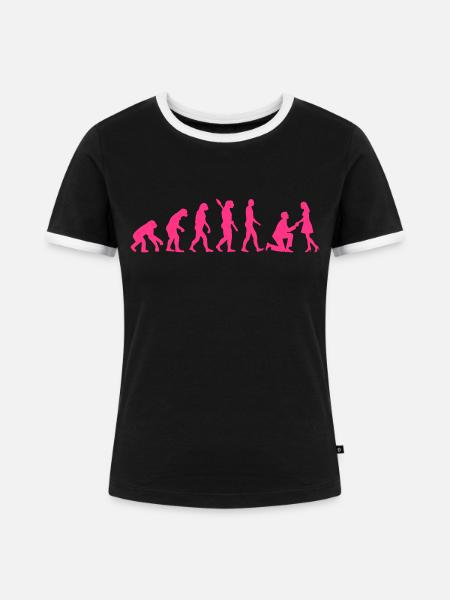 Heiratsantrag - Frauen Kontrast-T-Shirt - Schwarz/Weiß