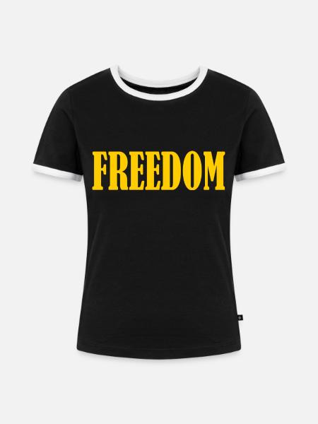 Freiheit - Frauen Kontrast-T-Shirt - Schwarz/Weiß