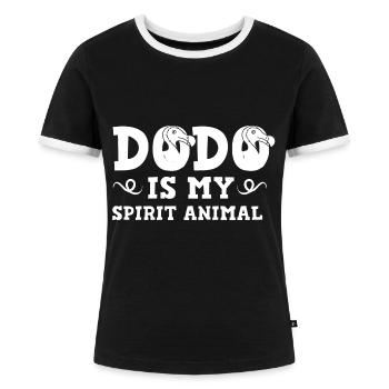 Dodo Vogel Dronte Dudu Skelett Madagaskar - Frauen Kontrast-T-Shirt - Schwarz/Weiß - Vorne - Selfina (174cm)