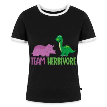 Team Herbivore Vegane Vegetarische - Frauen Kontrast-T-Shirt - Schwarz/Weiß - Vorne - Selfina (174cm)