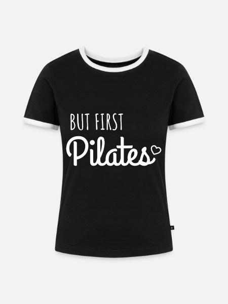 Aber erste Pilates - Frauen Kontrast-T-Shirt - Schwarz/Weiß
