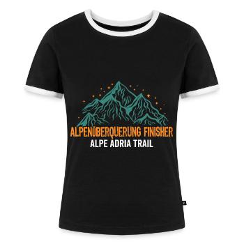 Alpenüberquerung Finisher Alpe Adria Trail - Frauen Kontrast-T-Shirt - Schwarz/Weiß - Vorne - Selfina (174cm)