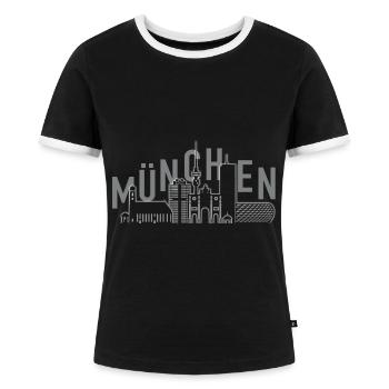 München Skyline Tshirt - Frauen Kontrast-T-Shirt - Schwarz/Weiß - Vorne - Selfina (174cm)