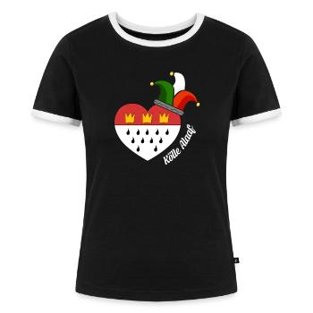 Kölle Alaaf Kölner Dom Karneval Kölsch - Frauen Kontrast-T-Shirt - Schwarz/Weiß - Vorne - Selfina (174cm)