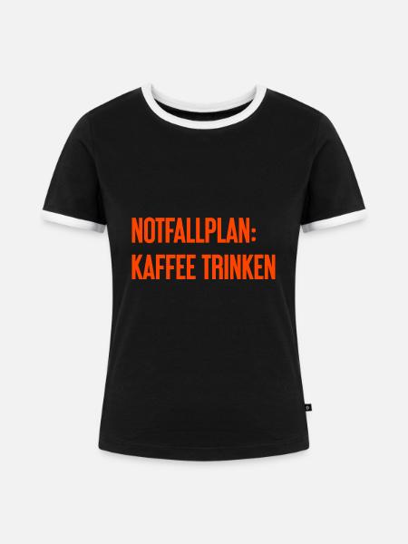 Kaffee-Notfallplan - Frauen Kontrast-T-Shirt - Schwarz/Weiß