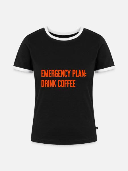 Kaffee-Notfallplan - Frauen Kontrast-T-Shirt - Schwarz/Weiß