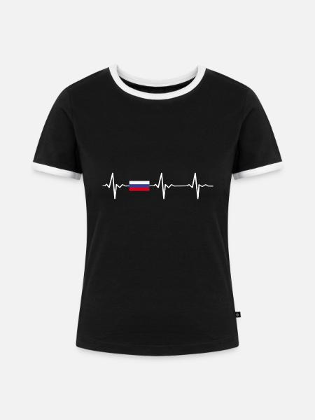 Russland - Frauen Kontrast-T-Shirt - Schwarz/Weiß