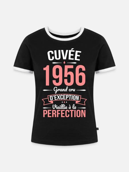 1956 Cuvée – Perfekt gereift - Frauen Kontrast-T-Shirt - Schwarz/Weiß