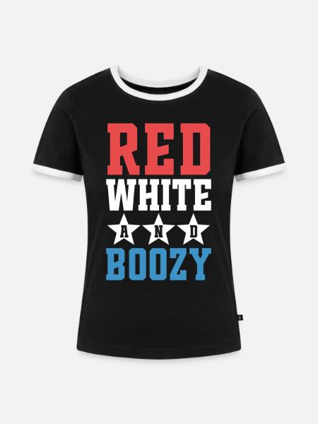 Rot, Weiß und Alkoholisch - Frauen Kontrast-T-Shirt - Schwarz/Weiß