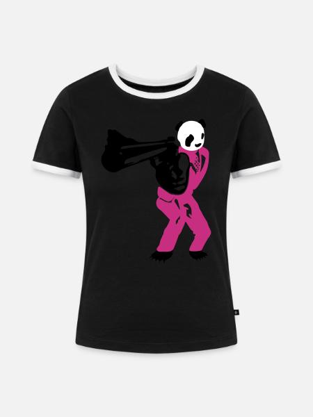 shooting panda - Frauen Kontrast-T-Shirt - Schwarz/Weiß