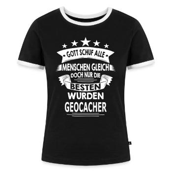 GEOCACHER - Frauen Kontrast-T-Shirt - Schwarz/Weiß - Vorne - Selfina (174cm)
