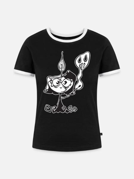 Vampirkerze - Frauen Kontrast-T-Shirt - Schwarz/Weiß