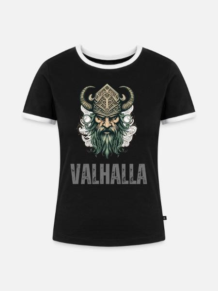 König der Wikinger - Frauen Kontrast-T-Shirt - Schwarz/Weiß