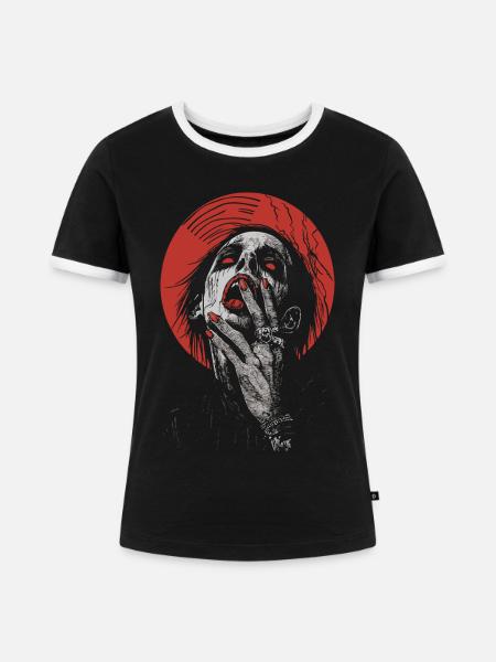 Fingerlecken Gothic - Frauen Kontrast-T-Shirt - Schwarz/Weiß