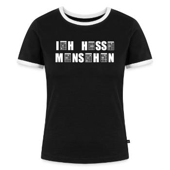 Ich Hasse Menschen Akkorde Gitarre Geschenk - Frauen Kontrast-T-Shirt - Schwarz/Weiß - Vorne - Selfina (174cm)
