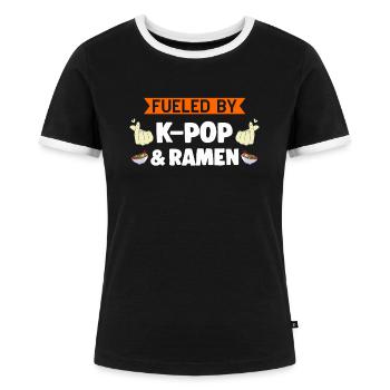 K-Pop-K-Pop-Merch K-Pop-Waren Geschenk - Frauen Kontrast-T-Shirt - Schwarz/Weiß - Vorne - Selfina (174cm)