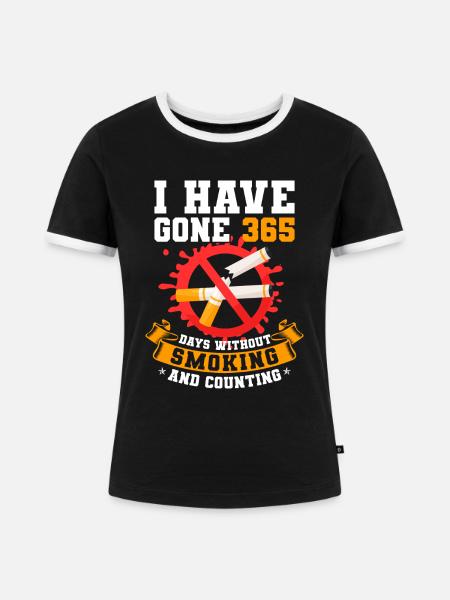 Zigarette Rauchen Sucht - Frauen Kontrast-T-Shirt - Schwarz/Weiß