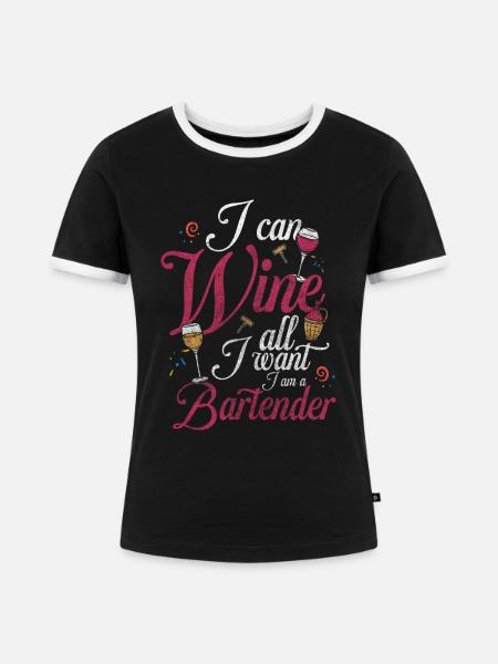 Bar Disko Whiskey Barfrau - Frauen Kontrast-T-Shirt - Schwarz/Weiß