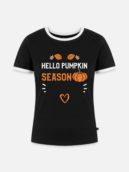 Hello Pumpkin Season - Pumpkin - Frauen Kontrast-T-Shirt - Schwarz/Weiß
