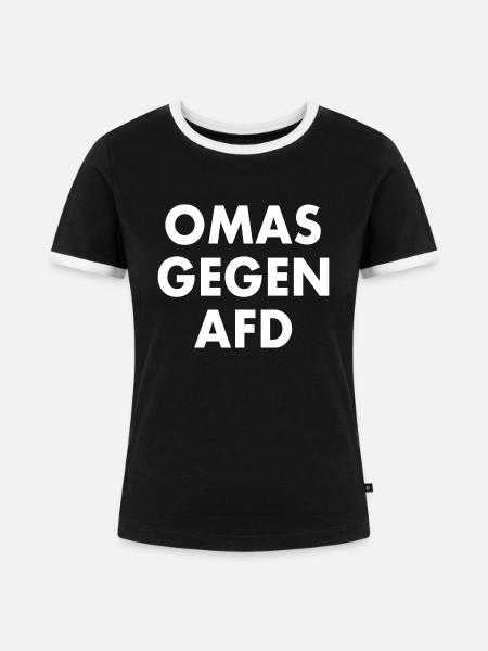 Omas gegen afd - Frauen Kontrast-T-Shirt - Schwarz/Weiß