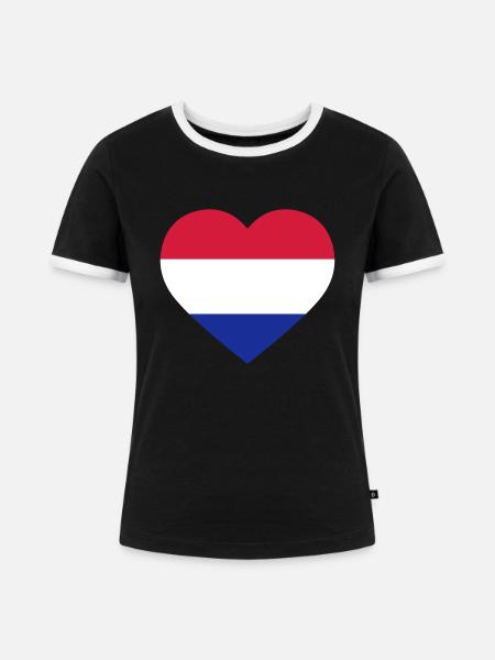 Netherlands Heart - Frauen Kontrast-T-Shirt - Schwarz/Weiß
