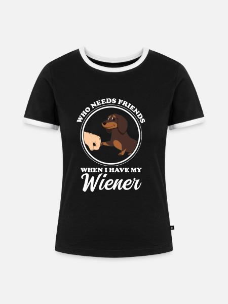 dachshund wiener wiener geschenk - Frauen Kontrast-T-Shirt - Schwarz/Weiß