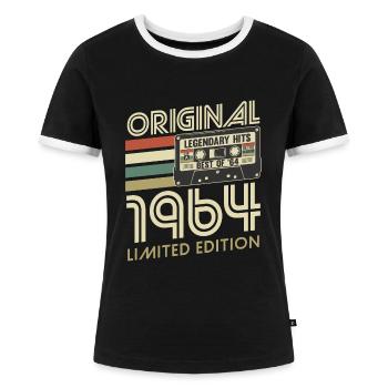 Original 1964 Vintage Jahrgang Geburtstag Retro - Frauen Kontrast-T-Shirt - Schwarz/Weiß - Vorne - Selfina (174cm)