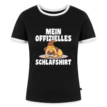 Schlafanzug Mops Nachthemd Geschenk - Frauen Kontrast-T-Shirt - Schwarz/Weiß - Vorne - Selfina (174cm)