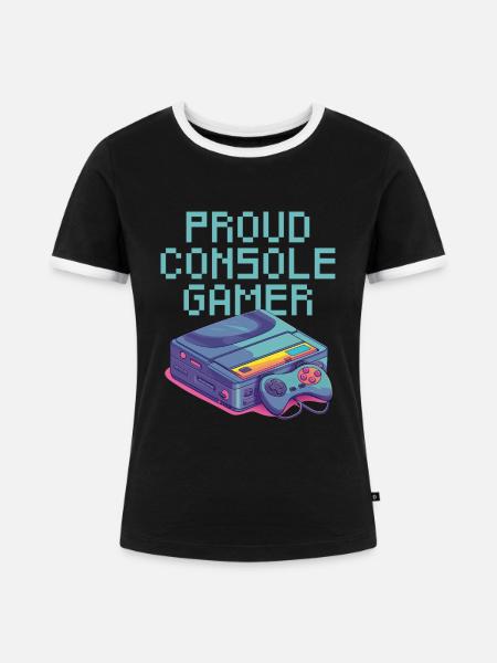 Proud Console Gamer - leicht - Frauen Kontrast-T-Shirt - Schwarz/Weiß