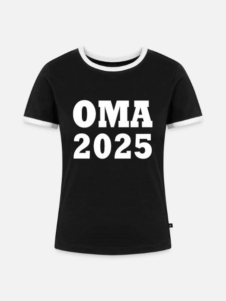 Oma 2025 - Frauen Kontrast-T-Shirt - Schwarz/Weiß
