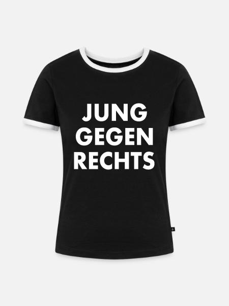 Jung gegen rechts - Frauen Kontrast-T-Shirt - Schwarz/Weiß
