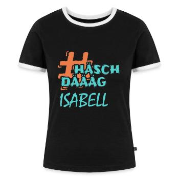 isabell - Frauen Kontrast-T-Shirt - Schwarz/Weiß - Vorne - Selfina (174cm)
