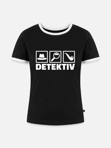 Detektiv - Frauen Kontrast-T-Shirt - Schwarz/Weiß