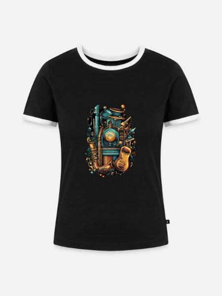Musik Instrumente - Frauen Kontrast-T-Shirt - Schwarz/Weiß