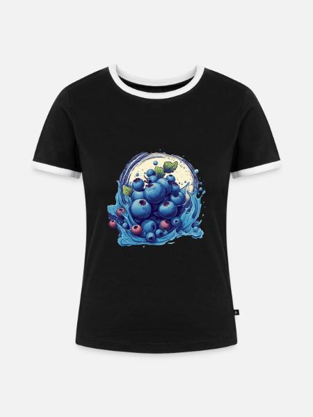 Blaubeere - Frauen Kontrast-T-Shirt - Schwarz/Weiß
