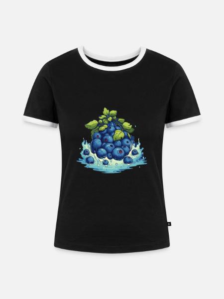 Blaubeere - Frauen Kontrast-T-Shirt - Schwarz/Weiß