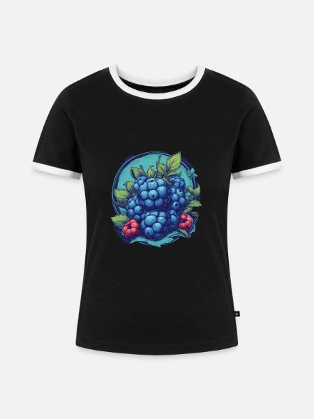 Blaubeere - Frauen Kontrast-T-Shirt - Schwarz/Weiß