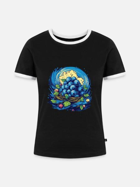 Blaubeere - Frauen Kontrast-T-Shirt - Schwarz/Weiß
