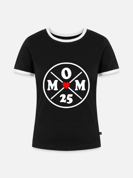Mom 2025 - Frauen Kontrast-T-Shirt - Schwarz/Weiß