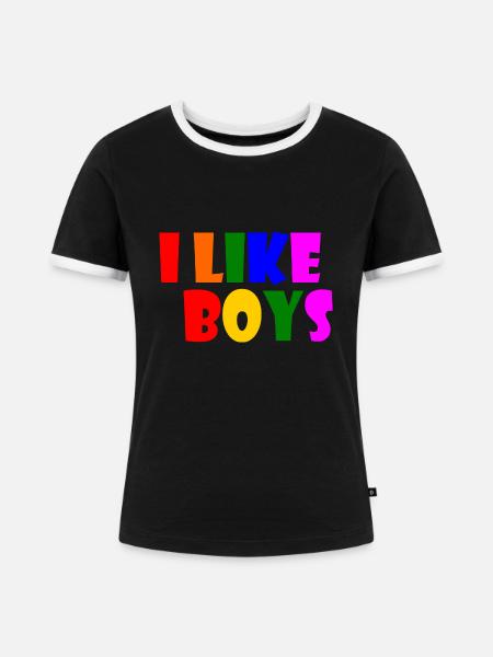 I like boys - Frauen Kontrast-T-Shirt - Schwarz/Weiß