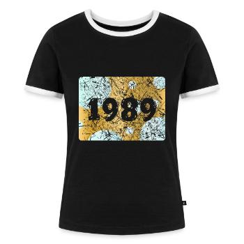 1989 1989 - Frauen Kontrast-T-Shirt - Schwarz/Weiß - Vorne - Selfina (174cm)