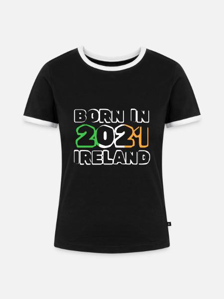 Irland 2021 - Frauen Kontrast-T-Shirt - Schwarz/Weiß