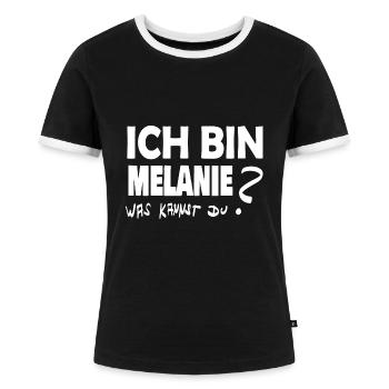 Ich für Du melanie bin - Frauen Kontrast-T-Shirt - Schwarz/Weiß - Vorne - Selfina (174cm)