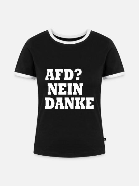 Afd nein danke - Frauen Kontrast-T-Shirt - Schwarz/Weiß