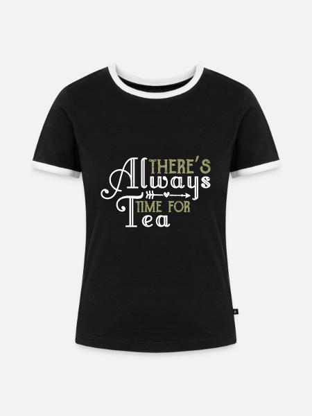 Zeit für Tee - Frauen Kontrast-T-Shirt - Schwarz/Weiß