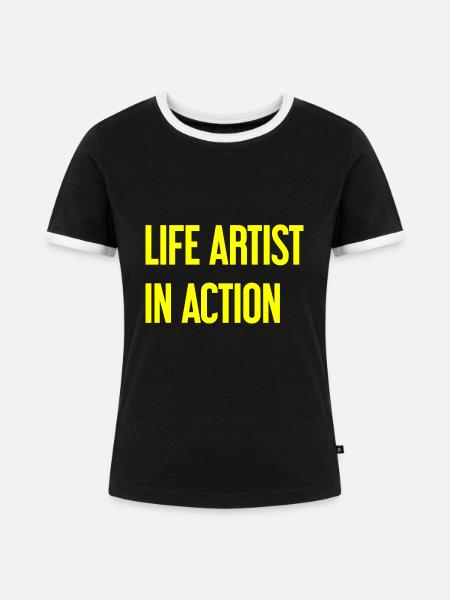 Lebenskünstler im Einsatz - Frauen Kontrast-T-Shirt - Schwarz/Weiß