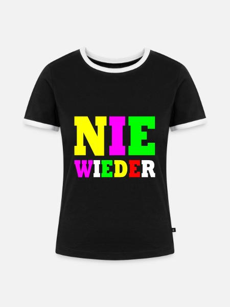 Nie wieder - Frauen Kontrast-T-Shirt - Schwarz/Weiß