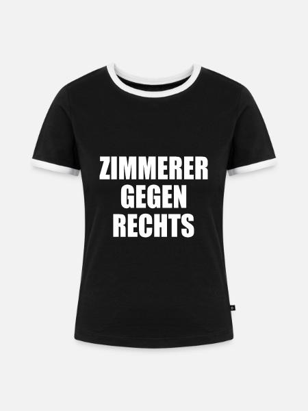 Zimmerer gegen rechts - Frauen Kontrast-T-Shirt - Schwarz/Weiß
